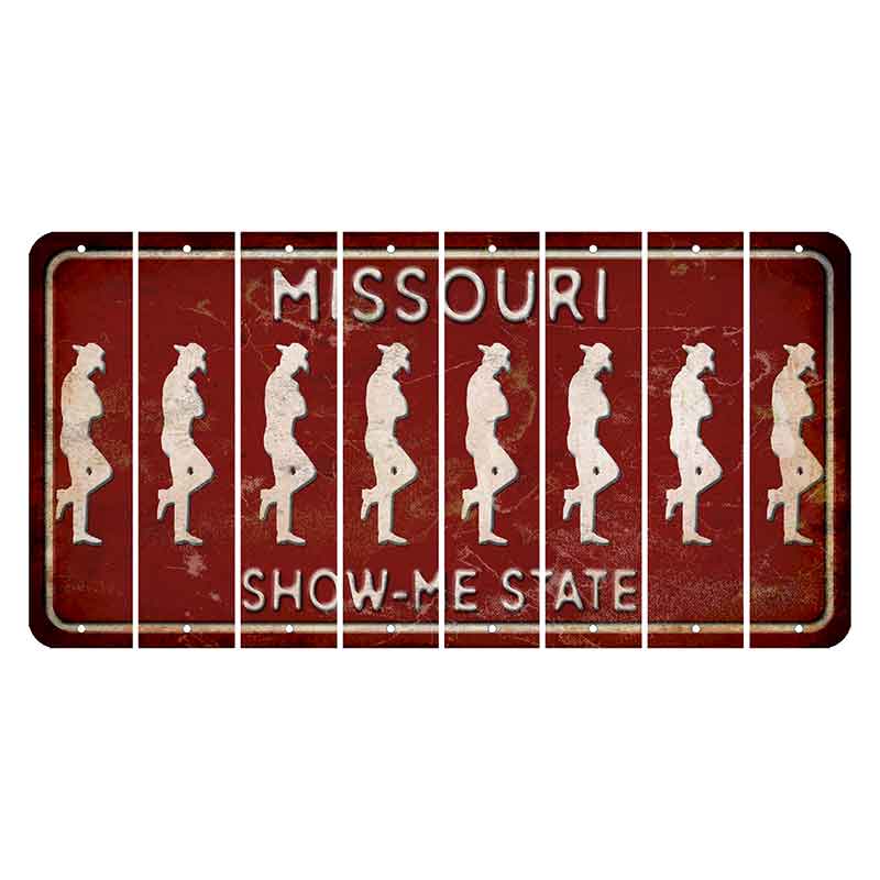 Missouri Maroon Show Me State Cut License Plate Strips (Set of 8) Cowboy - Leaning