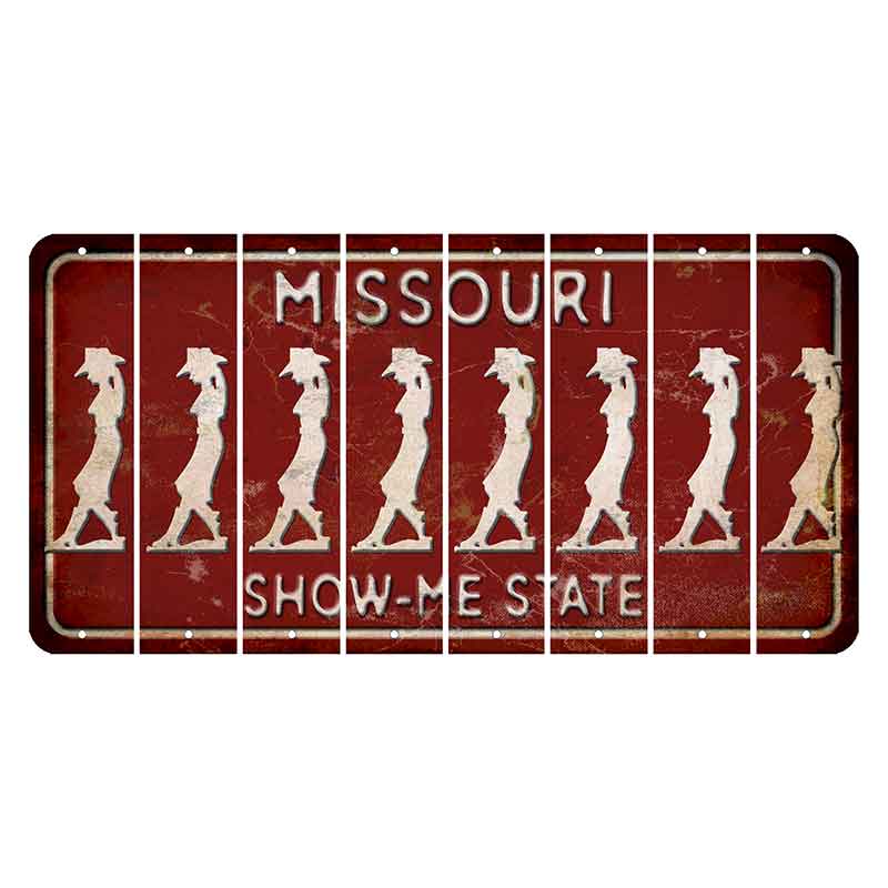 Missouri Maroon Show Me State Cut License Plate Strips (Set of 8) Cowgirl - Leaning