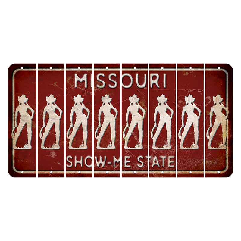 Missouri Maroon Show Me State Cut License Plate Strips (Set of 8) Cowgirl