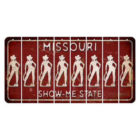 Missouri Maroon Show Me State Cut License Plate Strips (Set of 8) Cowgirl