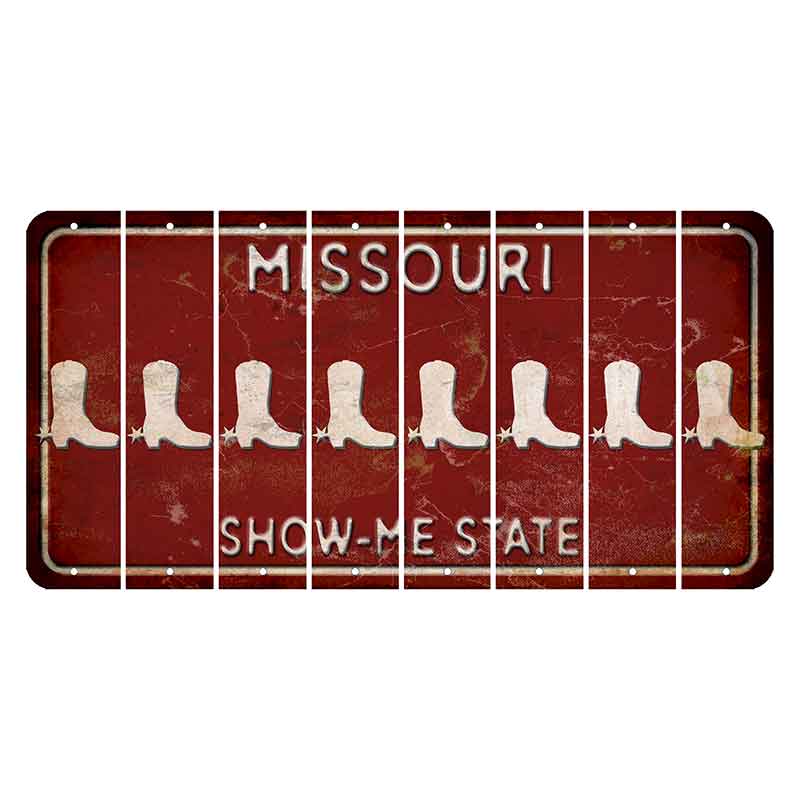 Missouri Maroon Show Me State Cut License Plate Strips (Set of 8) Cowboy Boot