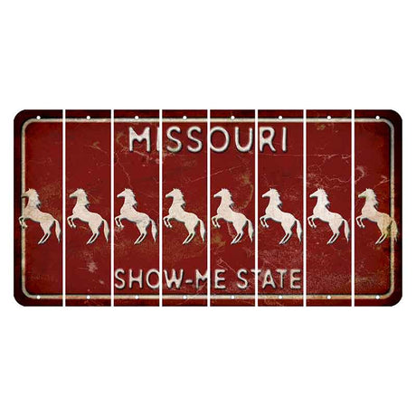 Missouri Maroon Show Me State Cut License Plate Strips (Set of 8) Horse