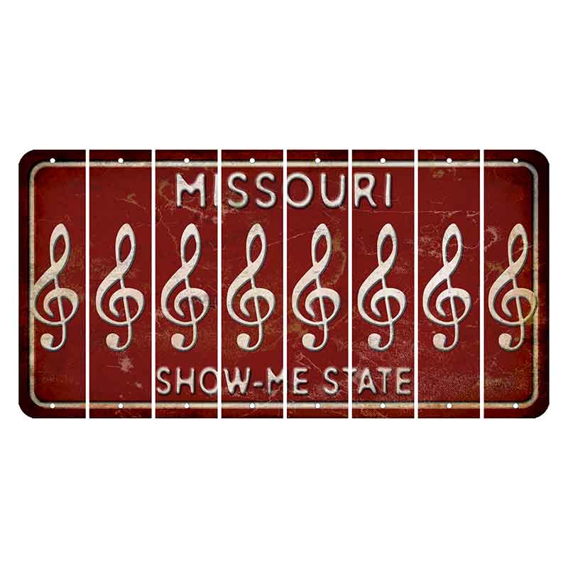 Missouri Maroon Show Me State Cut License Plate Strips (Set of 8) Music Note