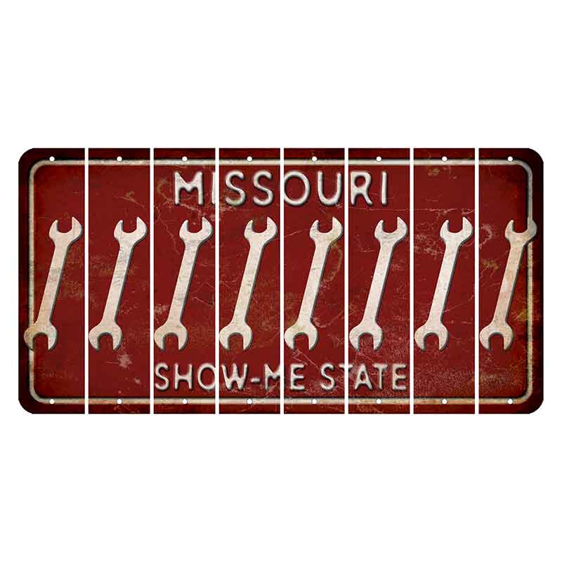 Missouri Maroon Show Me State Cut License Plate Strips (Set of 8) Wrench