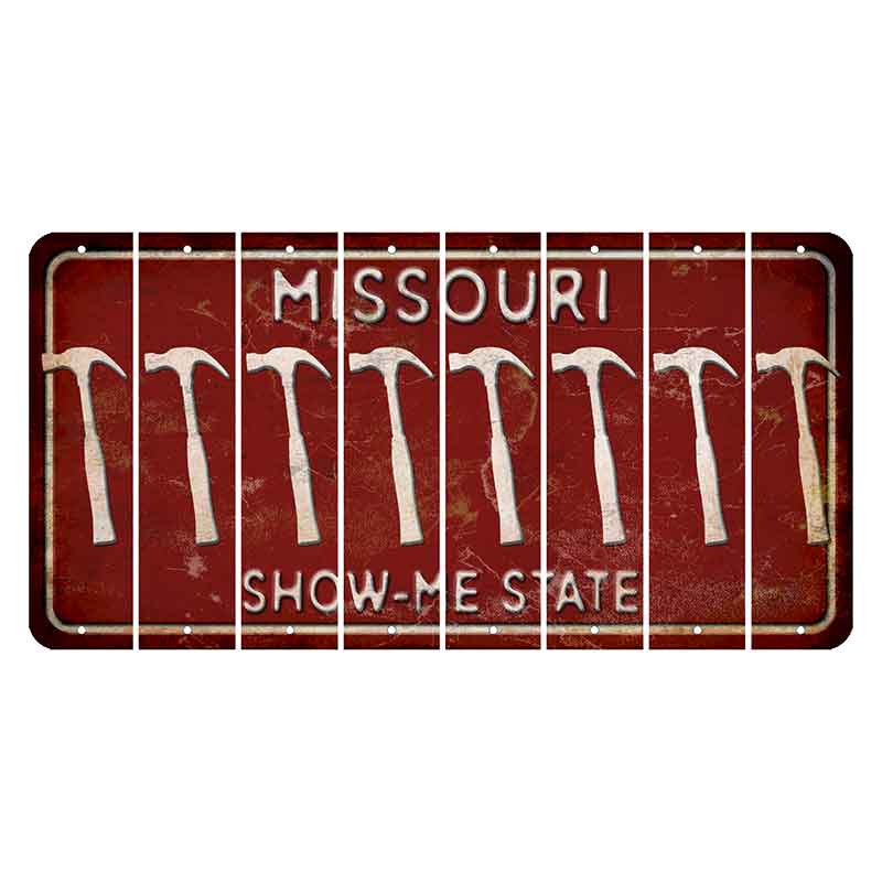 Missouri Maroon Show Me State Cut License Plate Strips (Set of 8) Hammer