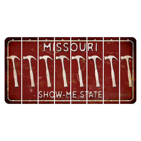 Missouri Maroon Show Me State Cut License Plate Strips (Set of 8) Hammer