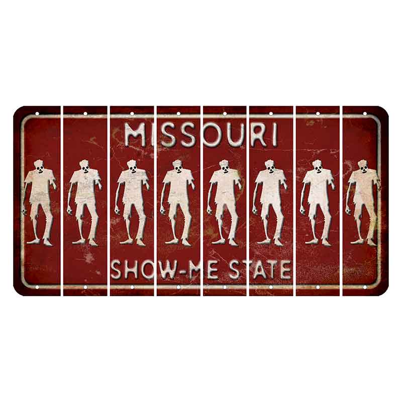 Missouri Maroon Show Me State Cut License Plate Strips (Set of 8) Zombie