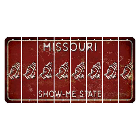 Missouri Maroon Show Me State Cut License Plate Strips (Set of 8) Praying Hands