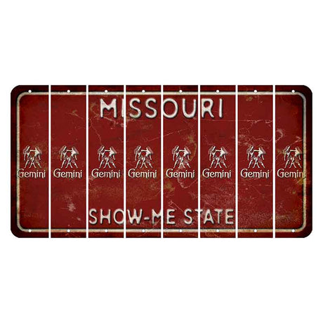 Missouri Maroon Show Me State Cut License Plate Strips (Set of 8) Zodiac Sign - Gemini