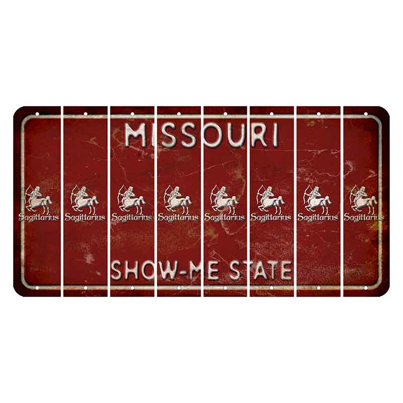 Missouri Maroon Show Me State Cut License Plate Strips (Set of 8) Zodiac Sign - Sagittarius