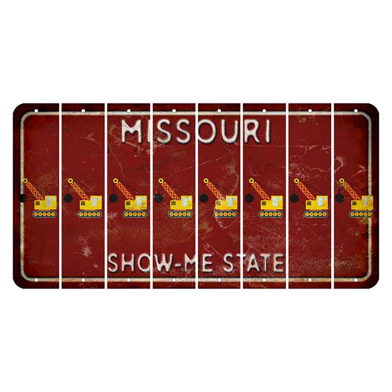 Missouri Maroon Show Me State Cut License Plate Strips (Set of 8) Wrecking Ball Crane