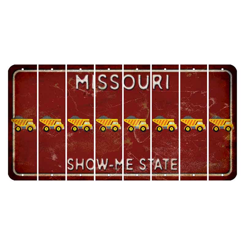 Missouri Maroon Show Me State Cut License Plate Strips (Set of 8) Dump Truck