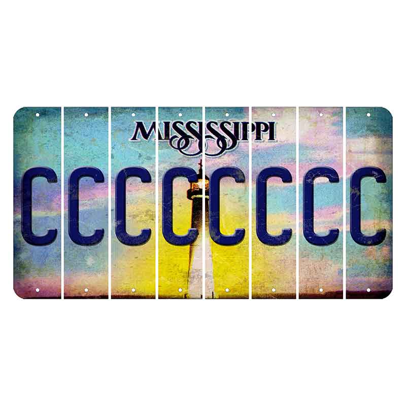 Mississippi Biloxi Lighthouse Cut License Plate Strips (Set of 8) C