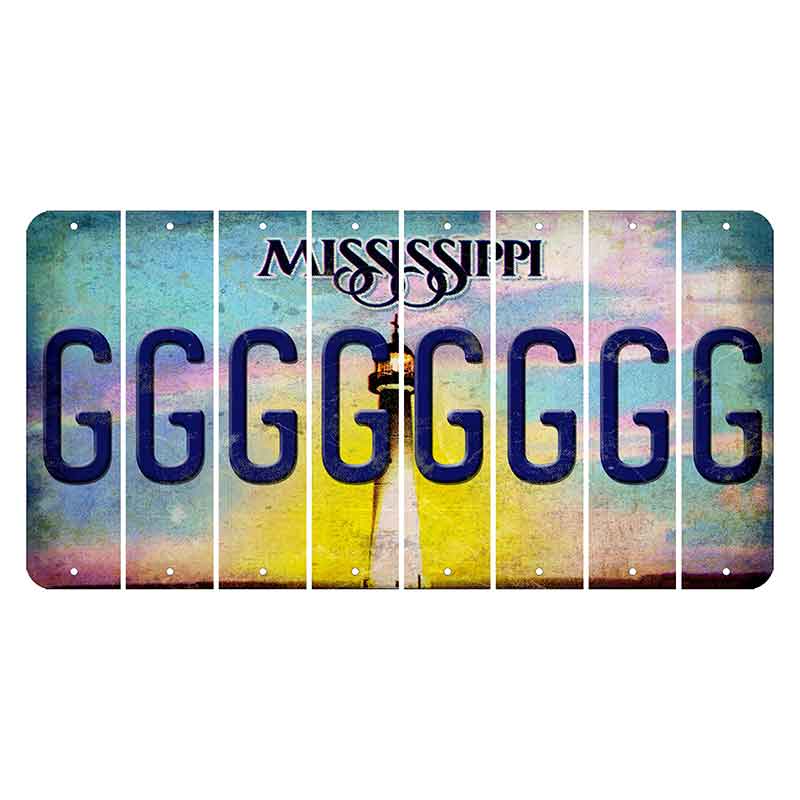 Mississippi Biloxi Lighthouse Cut License Plate Strips (Set of 8) G