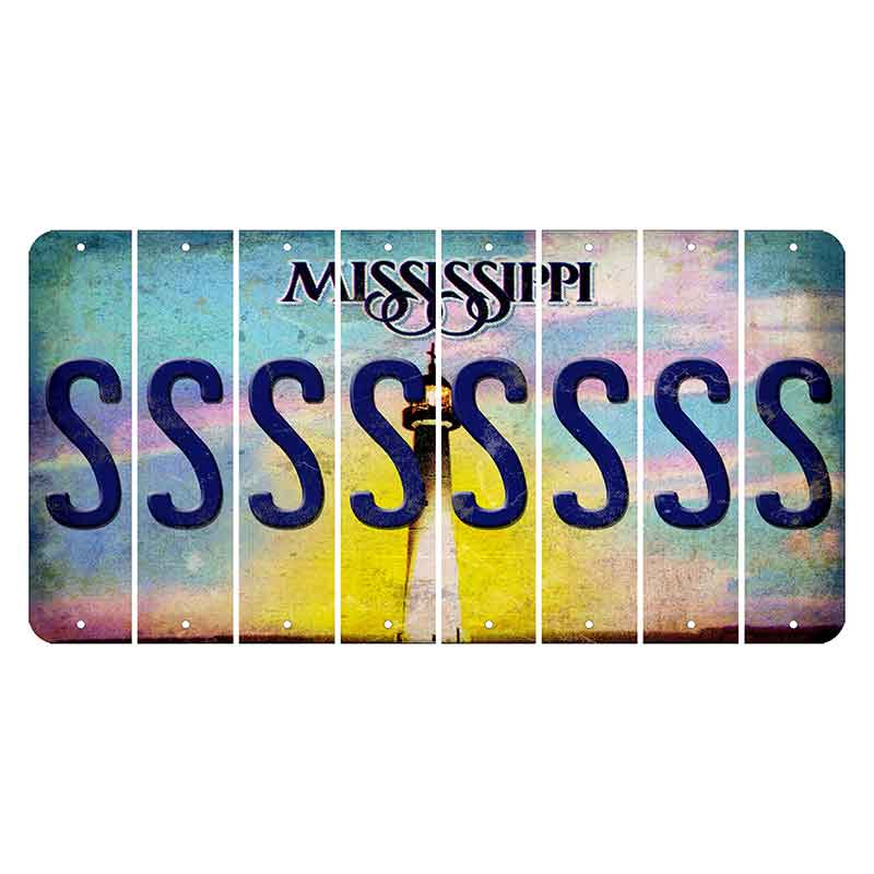 Mississippi Biloxi Lighthouse Cut License Plate Strips (Set of 8) S