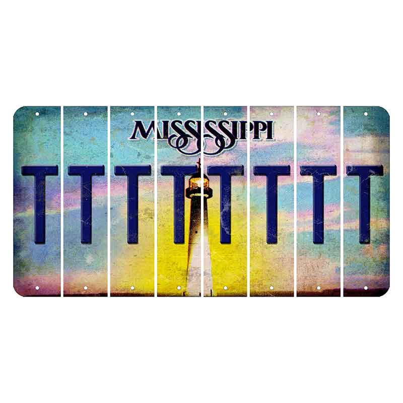 Mississippi Biloxi Lighthouse Cut License Plate Strips (Set of 8) T