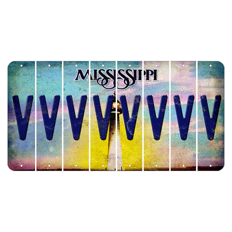 Mississippi Biloxi Lighthouse Cut License Plate Strips (Set of 8) V