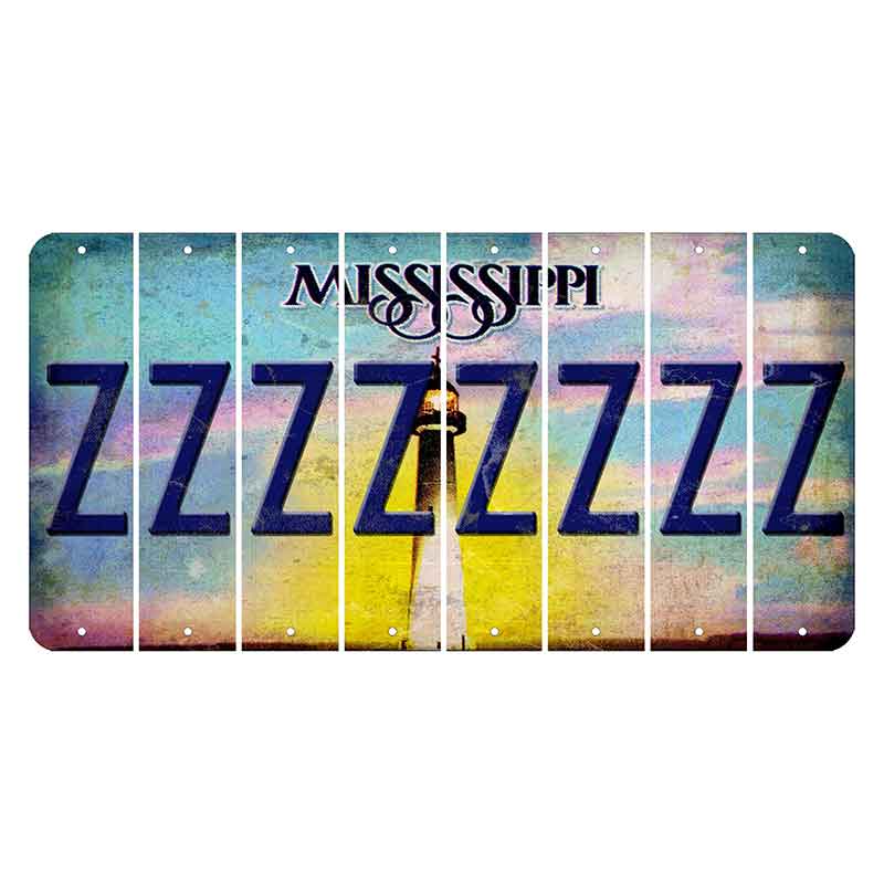 Mississippi Biloxi Lighthouse Cut License Plate Strips (Set of 8) Z