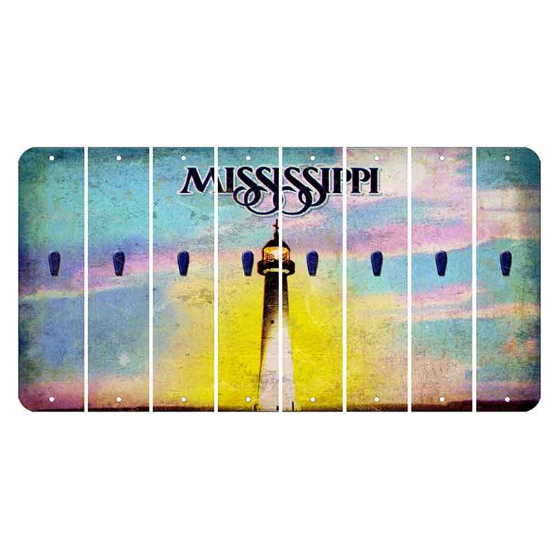 Mississippi Biloxi Lighthouse Cut License Plate Strips (Set of 8) Apostrophe