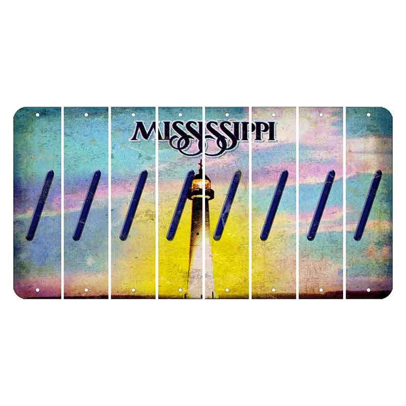 Mississippi Biloxi Lighthouse Cut License Plate Strips (Set of 8) Forward Slash