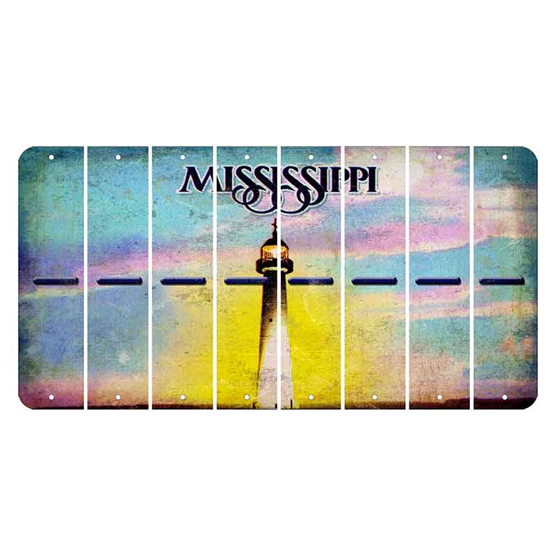 Mississippi Biloxi Lighthouse Cut License Plate Strips (Set of 8) Hyphen