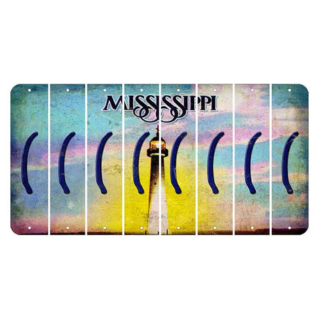 Mississippi Biloxi Lighthouse Cut License Plate Strips (Set of 8) Parenthesis - Left