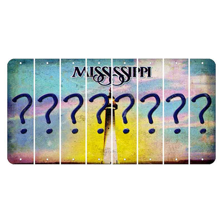 Mississippi Biloxi Lighthouse Cut License Plate Strips (Set of 8) Question Mark