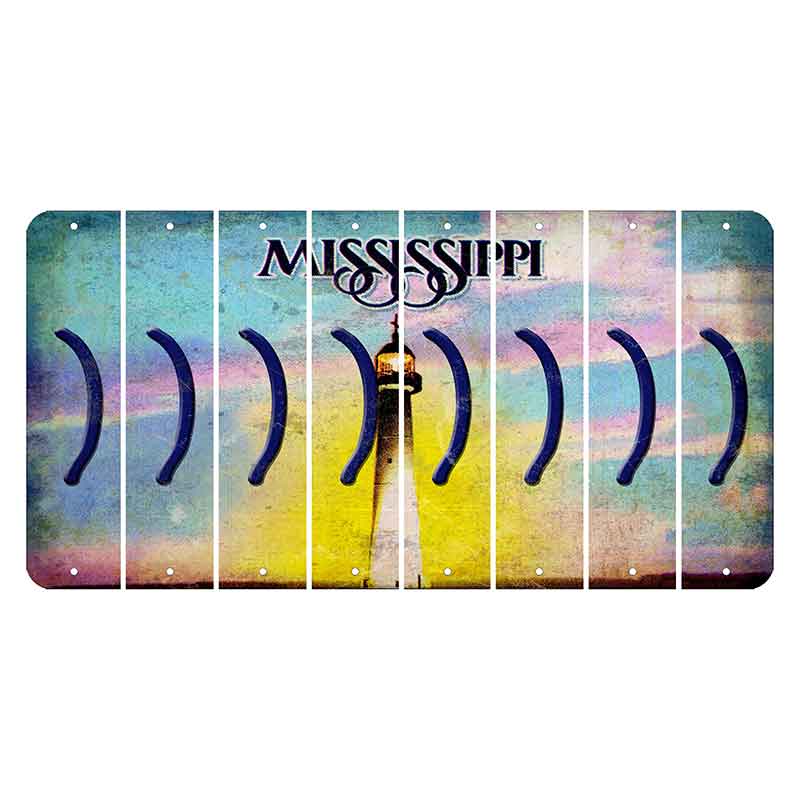 Mississippi Biloxi Lighthouse Cut License Plate Strips (Set of 8) Parenthesis - Right