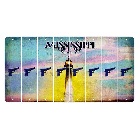 Mississippi Biloxi Lighthouse Cut License Plate Strips (Set of 8) Handgun