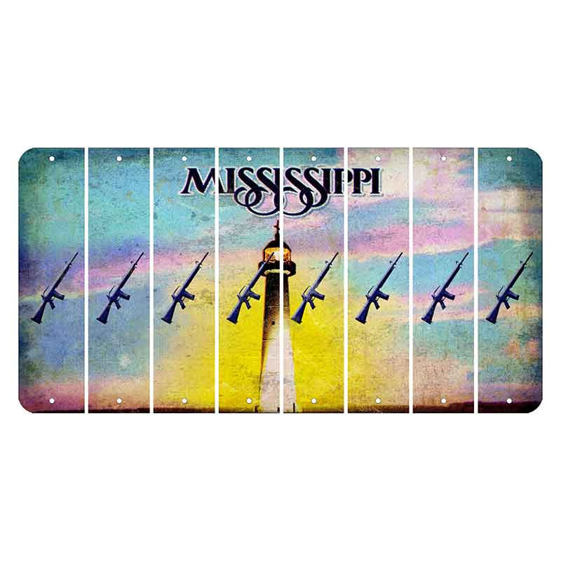 Mississippi Biloxi Lighthouse Cut License Plate Strips (Set of 8) Rifle