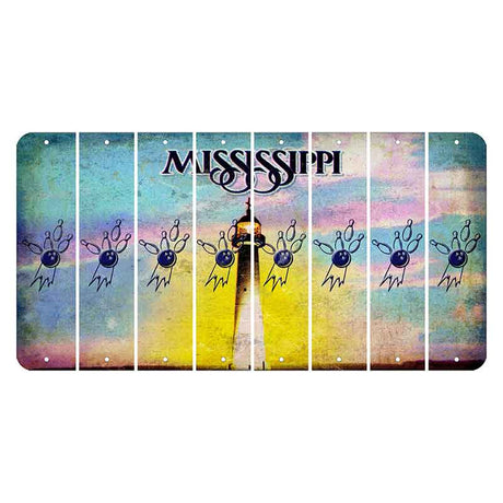 Mississippi Biloxi Lighthouse Cut License Plate Strips (Set of 8) Bowling