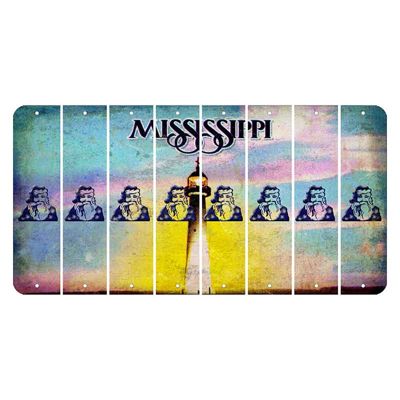 Mississippi Biloxi Lighthouse Cut License Plate Strips (Set of 8) Santa Claus