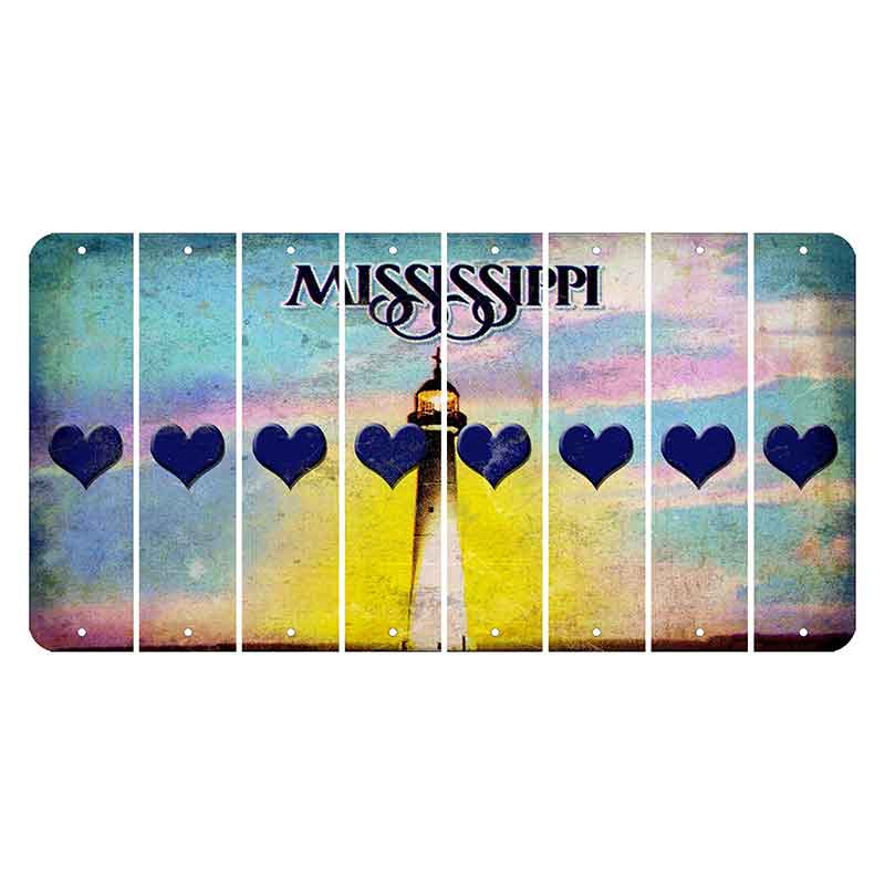 Mississippi Biloxi Lighthouse Cut License Plate Strips (Set of 8) Heart