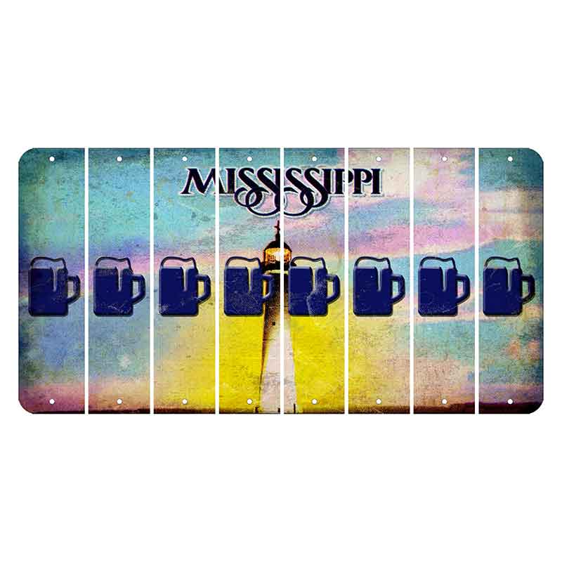 Mississippi Biloxi Lighthouse Cut License Plate Strips (Set of 8) Beer Mug