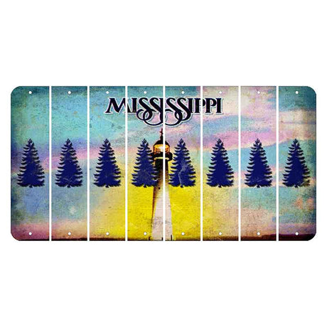 Mississippi Biloxi Lighthouse Cut License Plate Strips (Set of 8) Pine Tree