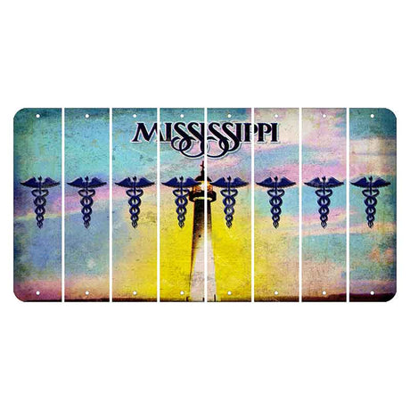 Mississippi Biloxi Lighthouse Cut License Plate Strips (Set of 8) Caduceus