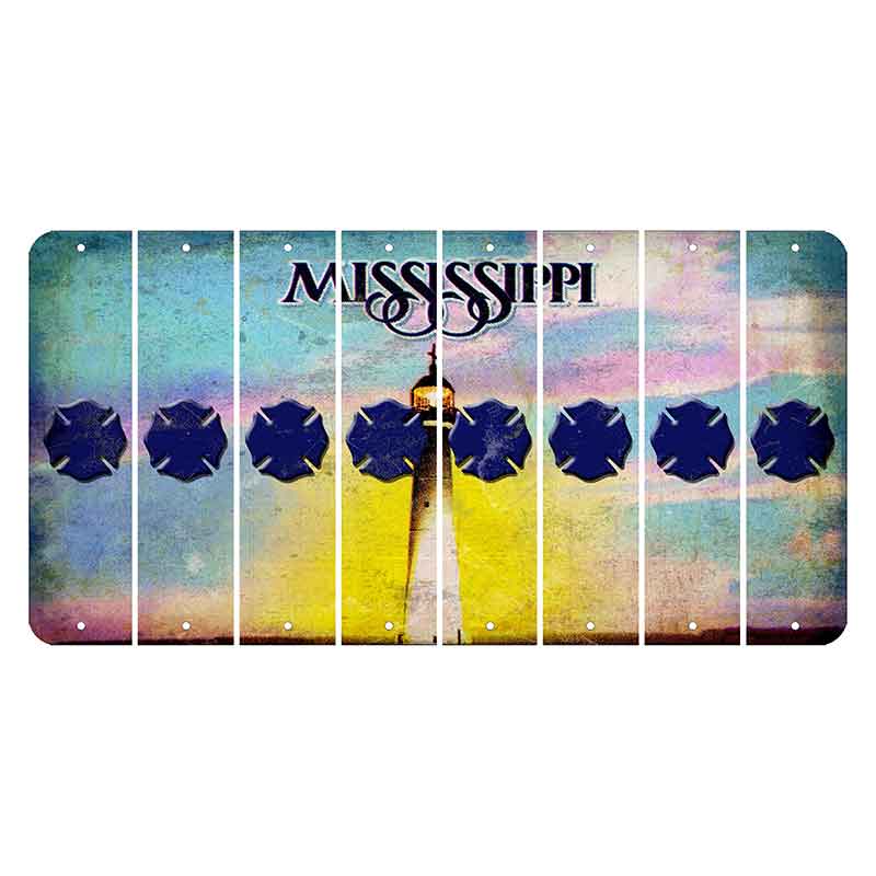 Mississippi Biloxi Lighthouse Cut License Plate Strips (Set of 8) Fire Badge