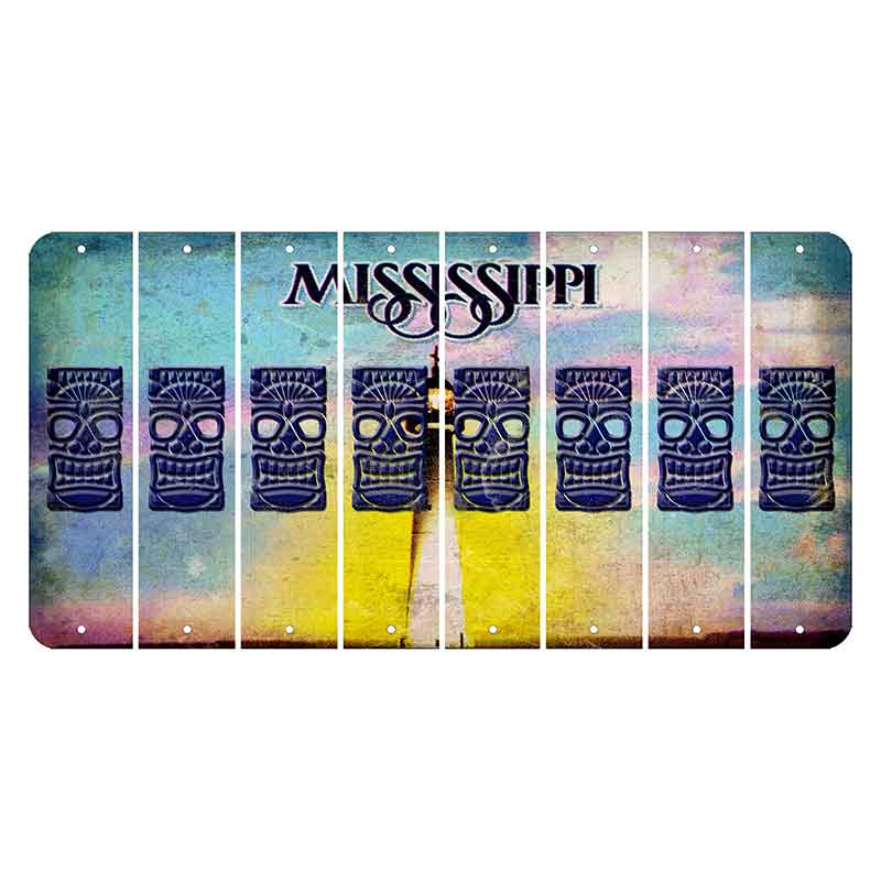 Mississippi Biloxi Lighthouse Cut License Plate Strips (Set of 8) Tiki