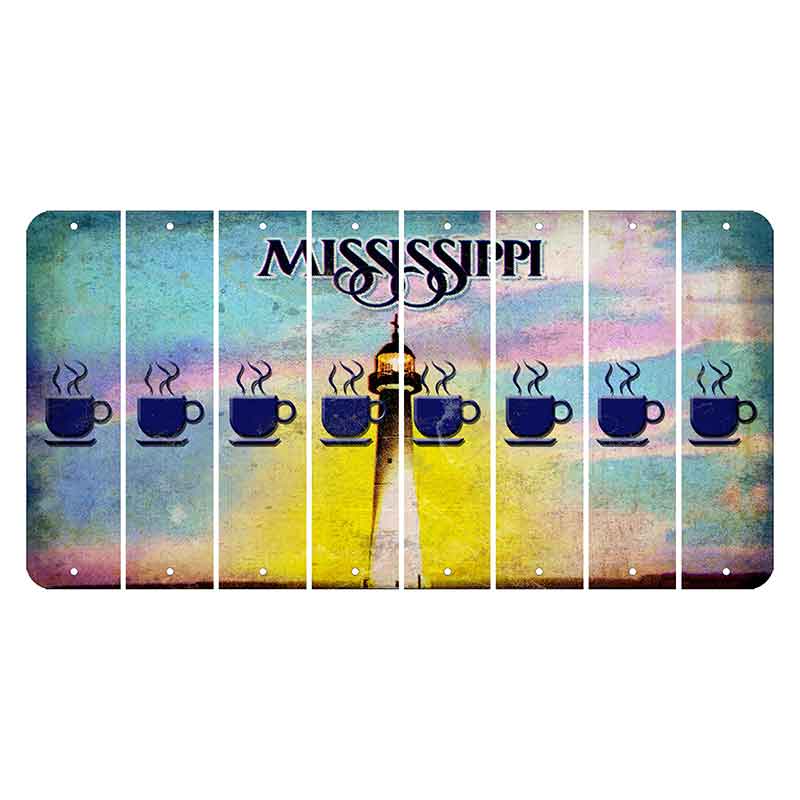 Mississippi Biloxi Lighthouse Cut License Plate Strips (Set of 8) Coffee Mug