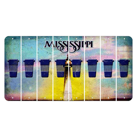 Mississippi Biloxi Lighthouse Cut License Plate Strips (Set of 8) Latte