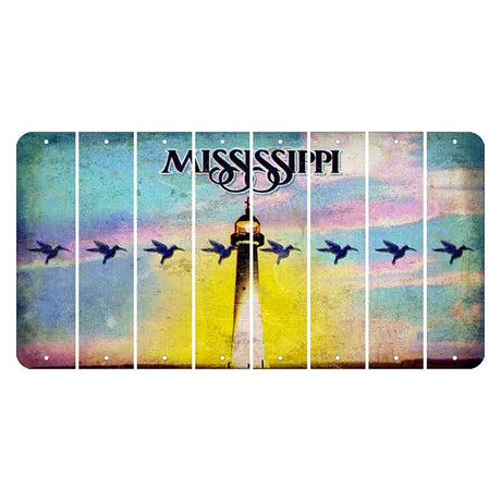 Mississippi Biloxi Lighthouse Cut License Plate Strips (Set of 8) Hummingbird