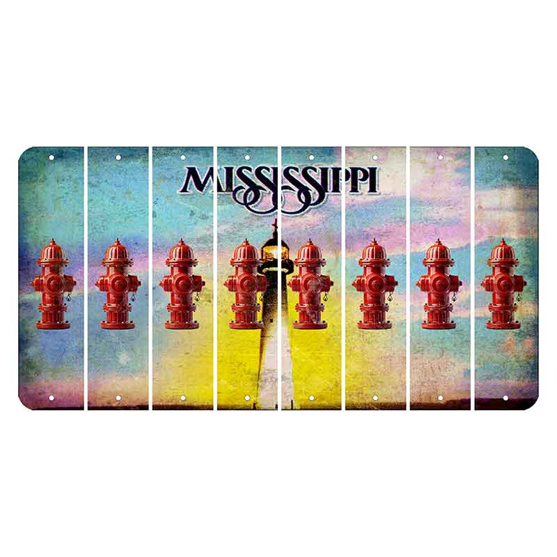 Mississippi Biloxi Lighthouse Cut License Plate Strips (Set of 8) Fire Hydrant