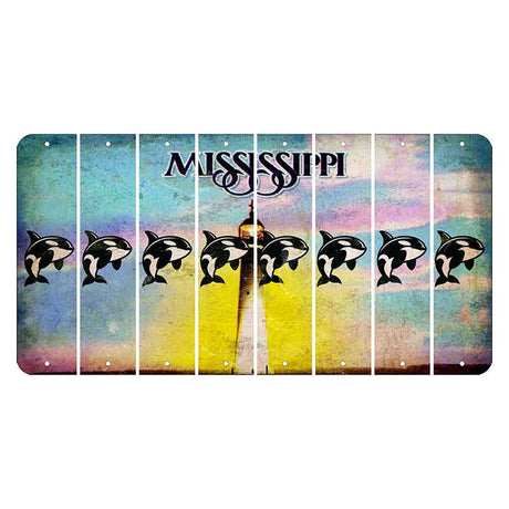 Mississippi Biloxi Lighthouse Cut License Plate Strips (Set of 8) Whale