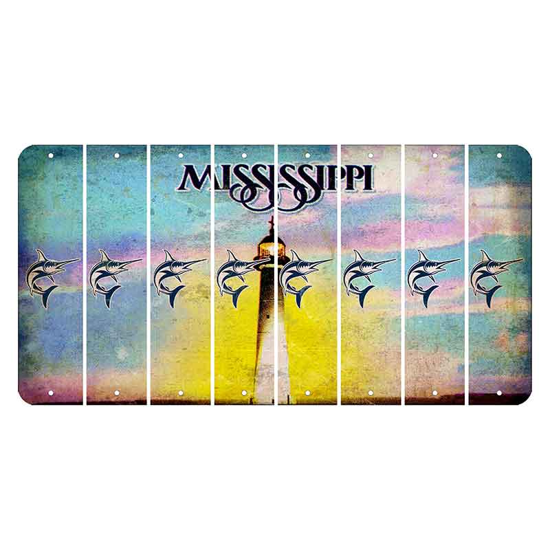 Mississippi Biloxi Lighthouse Cut License Plate Strips (Set of 8) Swordfish