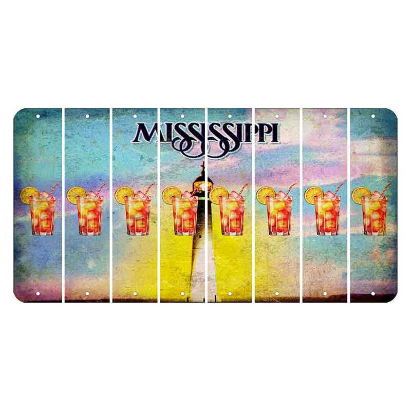 Mississippi Biloxi Lighthouse Cut License Plate Strips (Set of 8) Cocktail