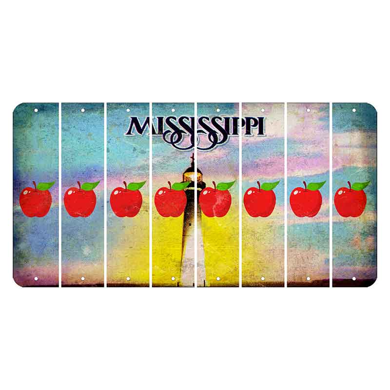 Mississippi Biloxi Lighthouse Cut License Plate Strips (Set of 8) Apple