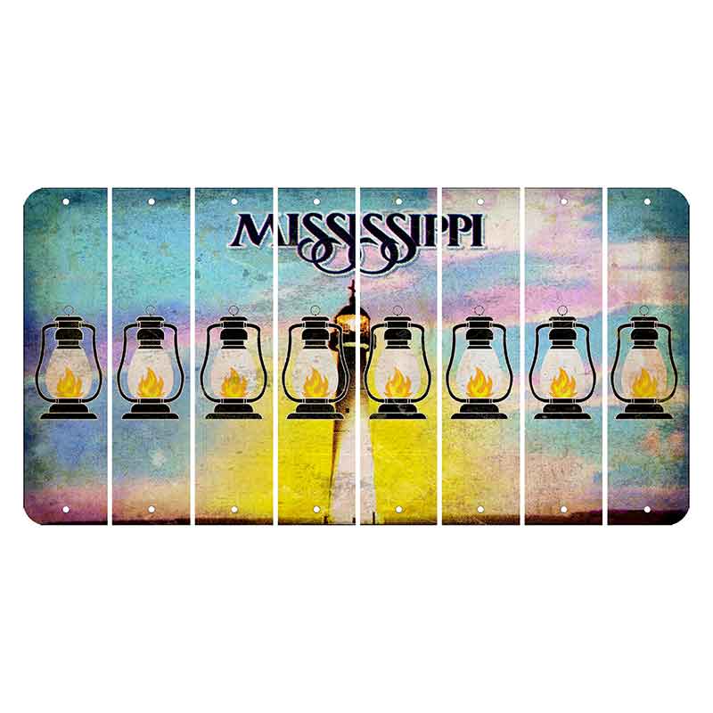 Mississippi Biloxi Lighthouse Cut License Plate Strips (Set of 8) Lantern