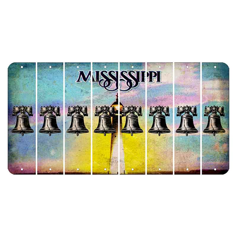 Mississippi Biloxi Lighthouse Cut License Plate Strips (Set of 8) Liberty Bell