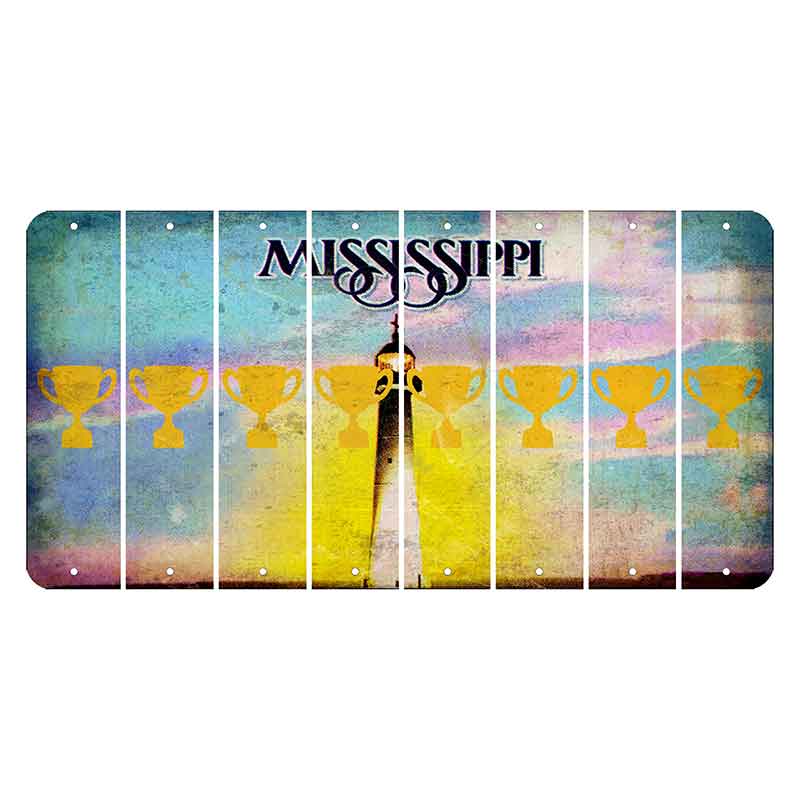 Mississippi Biloxi Lighthouse Cut License Plate Strips (Set of 8) Trophy