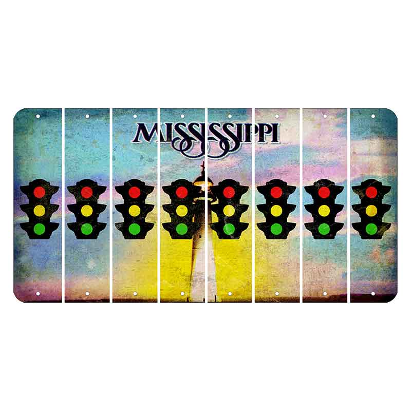 Mississippi Biloxi Lighthouse Cut License Plate Strips (Set of 8) Traffic Light